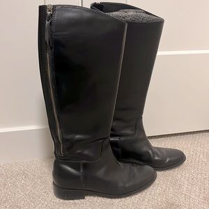 Tall Black Leather Zipper Boots 8 Cole Haan grand.os